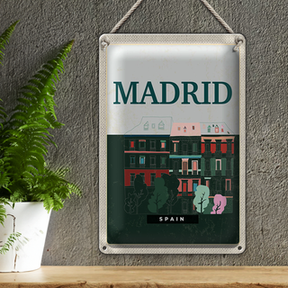 Blechschild Reise 20x30cm Madrid Spain Errinerungen Retro