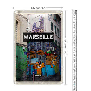 Blechschild Reise 20x30cm Marseille France Reiseziel
