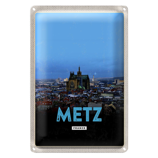 Blechschild Reise 20x30cm Metz France Panorama Retro