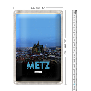 Blechschild Reise 20x30cm Metz France Panorama Retro