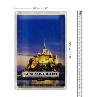 Blechschild Reise 20x30cm Moint-Saint-Michel France Reiseziel