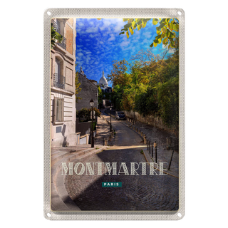 Blechschild Reise 20x30cm Montmartre Paris Straße Schild