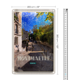 Blechschild Reise 20x30cm Montmartre Paris Straße Schild
