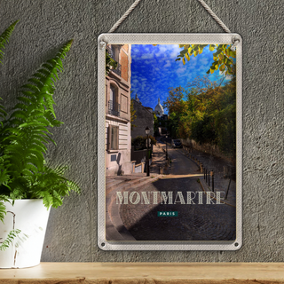 Blechschild Reise 20x30cm Montmartre Paris Straße Schild
