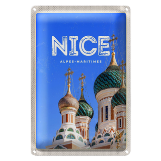 Blechschild Reise 20x30cm Nice Alpes-Maritimes Kirchendach Dekoration