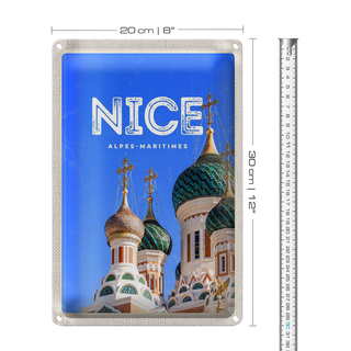 Blechschild Reise 20x30cm Nice Alpes-Maritimes Kirchendach Dekoration