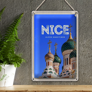 Blechschild Reise 20x30cm Nice Alpes-Maritimes Kirchendach Dekoration