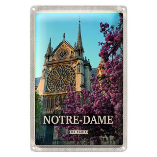Blechschild Reise 20x30cm Notre-Dame de paris Reiseziel Urlaub