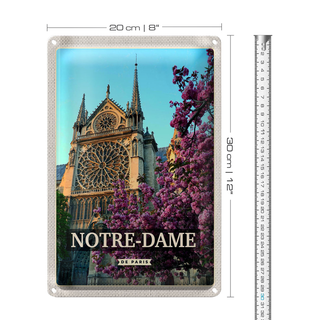 Blechschild Reise 20x30cm Notre-Dame de paris Reiseziel Urlaub