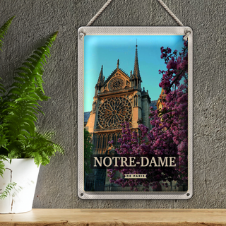 Blechschild Reise 20x30cm Notre-Dame de paris Reiseziel Urlaub