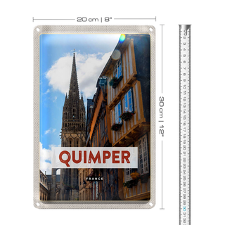 Blechschild Reise 20x30cm Quimper France Kathedrale