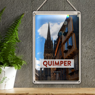 Blechschild Reise 20x30cm Quimper France Kathedrale