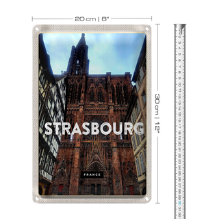 Blechschild Reise 20x30cm Strasbourg France Architektur Tourism