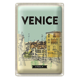 Blechschild Reise 20x30cm Venice Italy gemalte Stadtnsicht