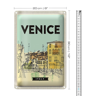 Blechschild Reise 20x30cm Venice Italy gemalte Stadtnsicht