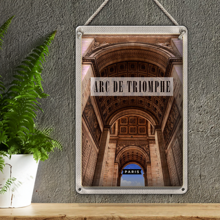 Blechschild Reise 20x30cm Arc de Triomphe Paris von Unten Dekoration