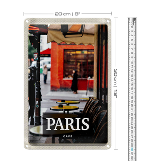 Blechschild Reise 20x30cm Paris Cafe Restaurant Reiseziel