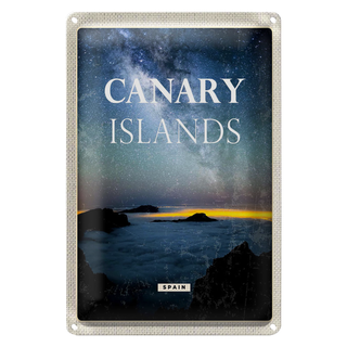 Blechschild Reise 20x30cm Canary islands Spain Nacht Sterne