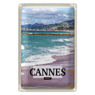 Blechschild Reise 20x30cm Cannes France Meer Strand
