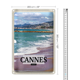 Blechschild Reise 20x30cm Cannes France Meer Strand