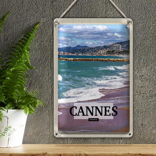 Blechschild Reise 20x30cm Cannes France Meer Strand
