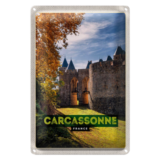 Blechschild Reise 20x30cm Carcassonne France Reiseziel Urlaub