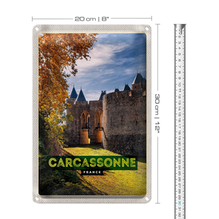 Blechschild Reise 20x30cm Carcassonne France Reiseziel Urlaub