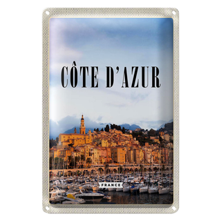 Blechschild Reise 20x30cm Cote d'azur France Panorama Bild
