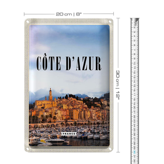 Blechschild Reise 20x30cm Cote d'azur France Panorama Bild