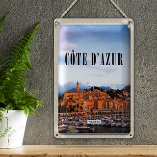 Blechschild Reise 20x30cm Cote d'azur France Panorama Bild