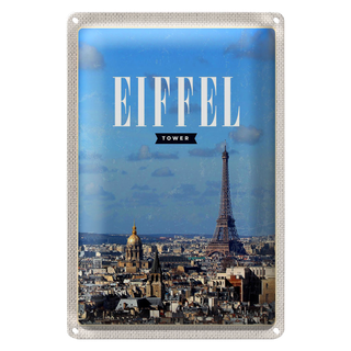 Blechschild Reise 20x30cm Eiffel Tower Panorama Bild Reiseziel