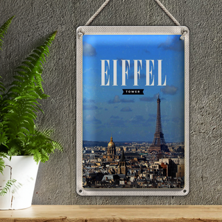 Blechschild Reise 20x30cm Eiffel Tower Panorama Bild Reiseziel