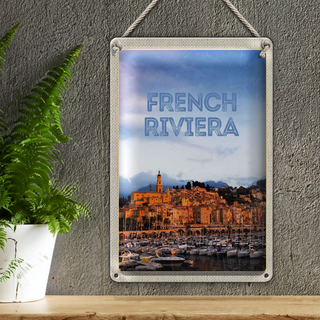 Blechschild Reise 20x30cm French Riviera Panorama Bild