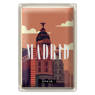 Blechschild Reise 20x30cm Madrid Spain Retro Vintage Reiseziel