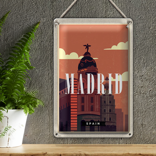Blechschild Reise 20x30cm Madrid Spain Retro Vintage Reiseziel