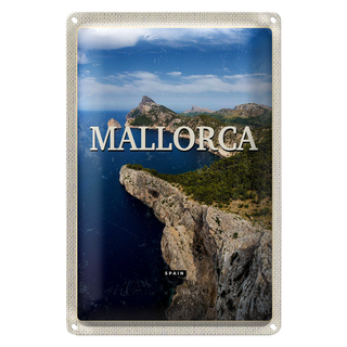 Blechschild Reise 20x30cm Mallorca Spain Meer Berge Retro