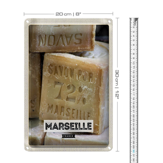 Blechschild Reise 20x30cm Marseille France Savon pur 72%