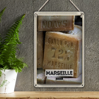 Blechschild Reise 20x30cm Marseille France Savon pur 72%