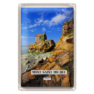 Blechschild Reise 20x30cm Moint-Saint-Michel Reiseziel Tourismus