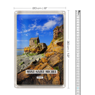 Blechschild Reise 20x30cm Moint-Saint-Michel Reiseziel Tourismus