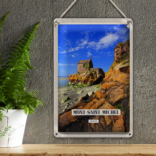 Blechschild Reise 20x30cm Moint-Saint-Michel Reiseziel Tourismus