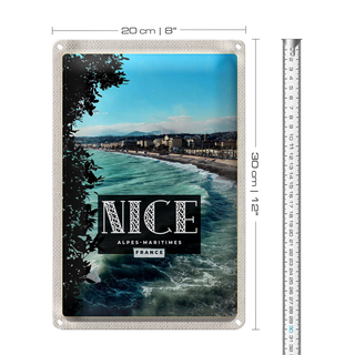 Blechschild Reise 20x30cm Nice Alpes-Maritimes France Urlaubsort
