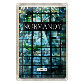 Blechschild Reise 20x30cm Normandy Frnace Mosaik Kunst