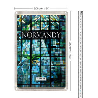 Blechschild Reise 20x30cm Normandy Frnace Mosaik Kunst