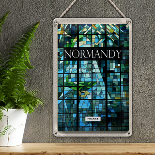 Blechschild Reise 20x30cm Normandy Frnace Mosaik Kunst