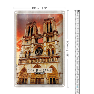 Blechschild Reise 20x30cm Notre-Dame de Paris Architektur Kunst
