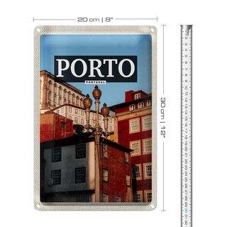 Blechschild Reise 20x30cm Porto Portugal Altstadt Tourismus