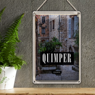 Blechschild Reise 20x30cm Quimper France Architektur Steinhaus