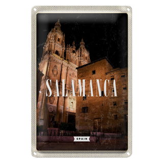 Blechschild Reise 20x30cm Salamanca Spain Architektur Nacht