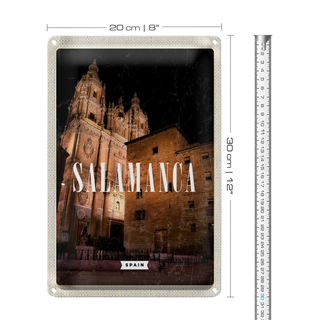 Blechschild Reise 20x30cm Salamanca Spain Architektur Nacht